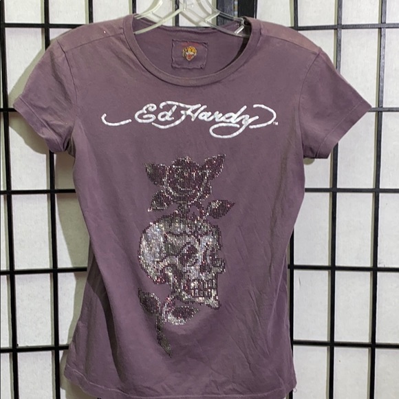 Ed Hardy Tops - Ed Hardy Rhinestone T-shirt Size S